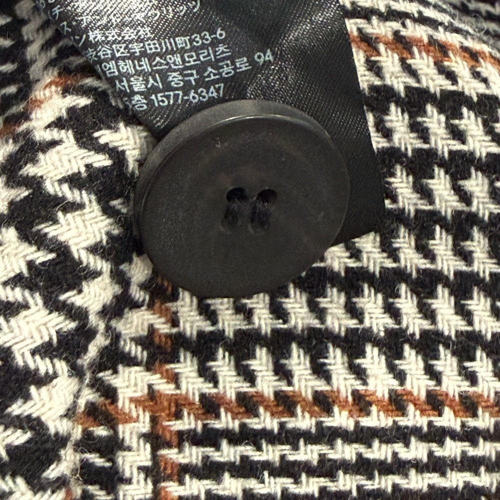 H&M Plaid Single-Button Long Blazer Coat in Black and Cream - Picture 4 of 6